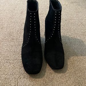 Black booties with silver stud detail